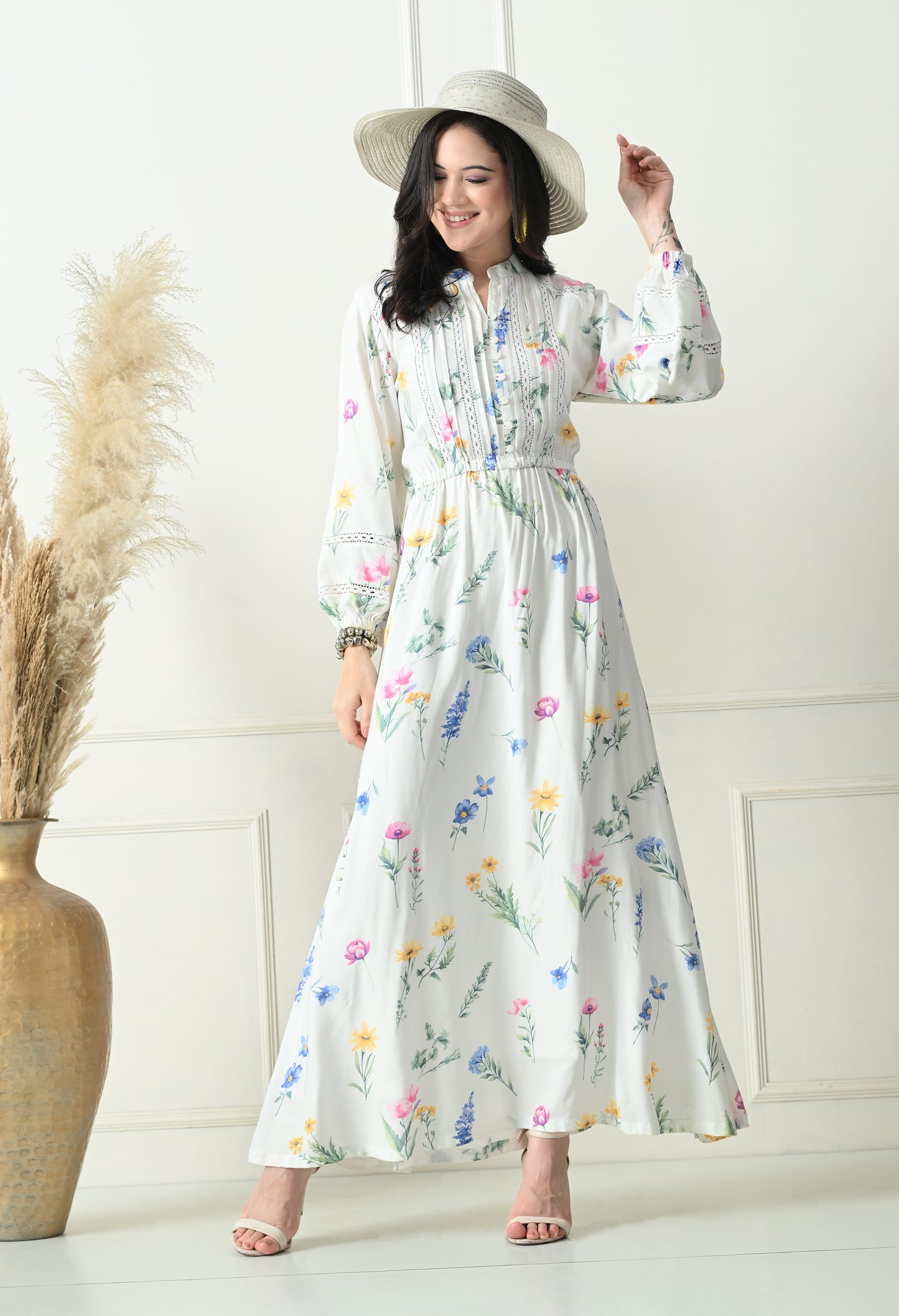 White Floral Maxi Dress