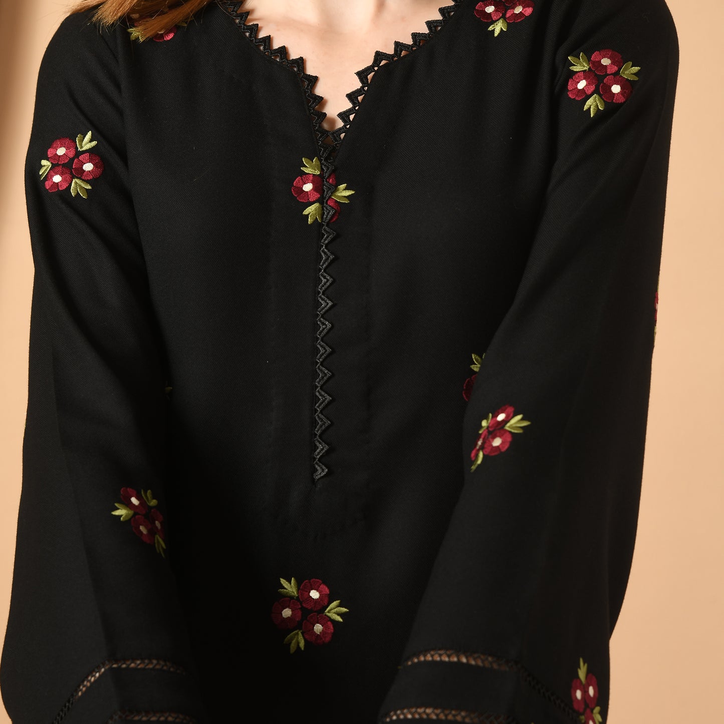 Black Embroidered Kurta Set