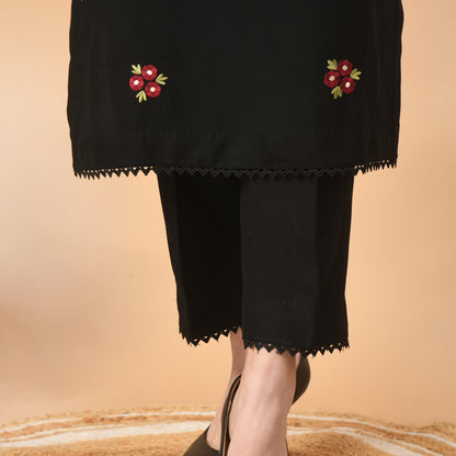 Black Embroidered Kurta Set