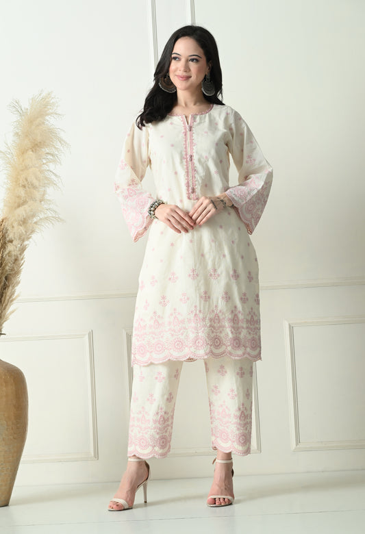 Ivory and Pink Coord Set