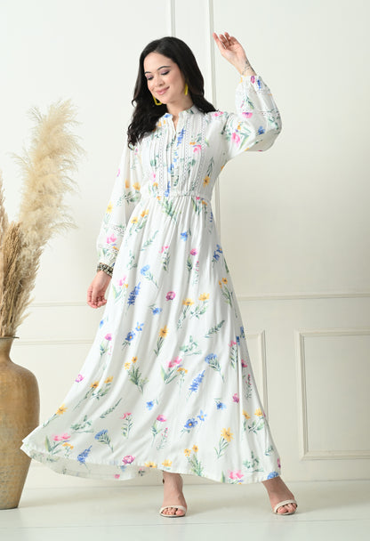 White Floral Maxi Dress