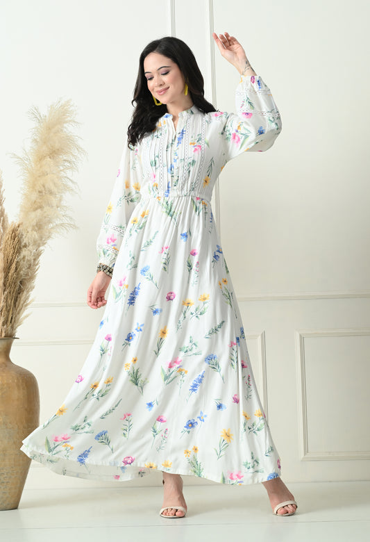White Floral Maxi Dress