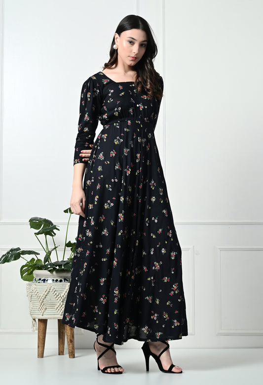 Black Floral Maxi Dress