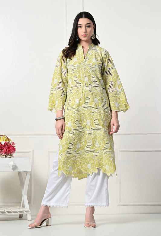 Green Cutwork Kurta Set