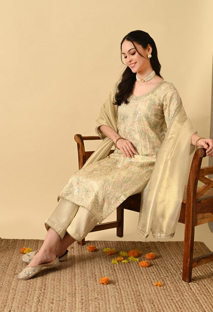 Golden Embroidered Suit Set