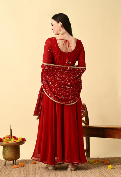 Red Georgette Anarkali