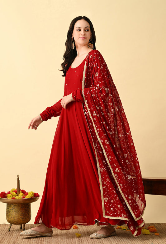 Red Georgette Anarkali