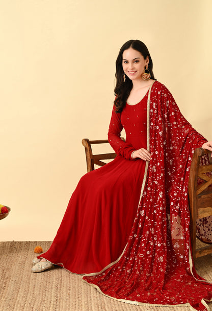 Red Georgette Anarkali