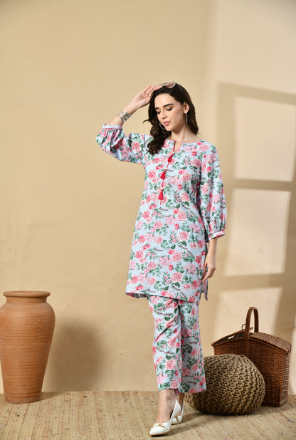 Blue Floral Coord Set