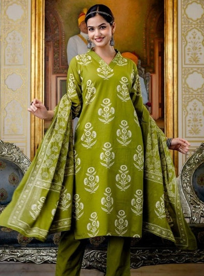 Green Cotton Suit Set